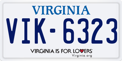VA license plate VIK6323