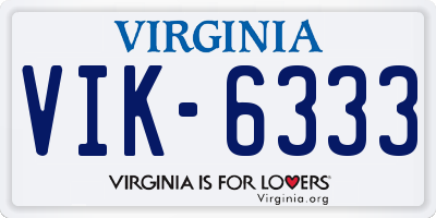 VA license plate VIK6333