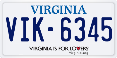 VA license plate VIK6345