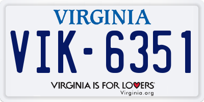 VA license plate VIK6351