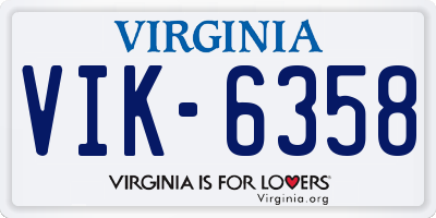 VA license plate VIK6358