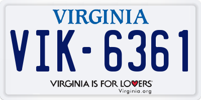 VA license plate VIK6361