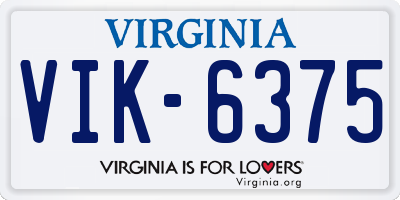 VA license plate VIK6375