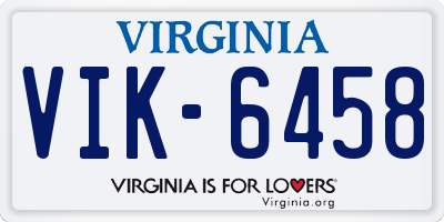 VA license plate VIK6458