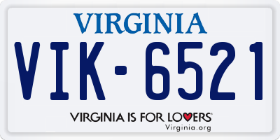 VA license plate VIK6521