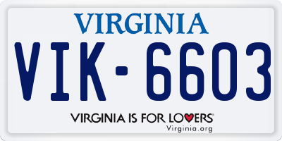 VA license plate VIK6603