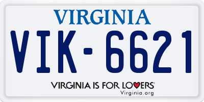 VA license plate VIK6621