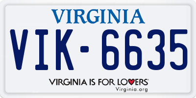 VA license plate VIK6635