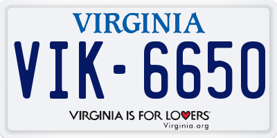 VA license plate VIK6650