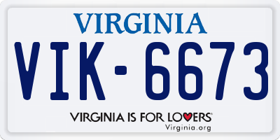 VA license plate VIK6673