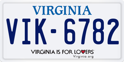 VA license plate VIK6782