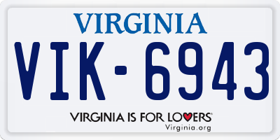 VA license plate VIK6943