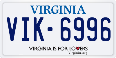 VA license plate VIK6996