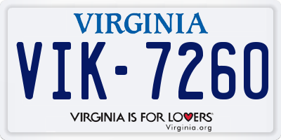 VA license plate VIK7260
