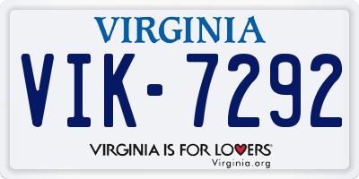VA license plate VIK7292
