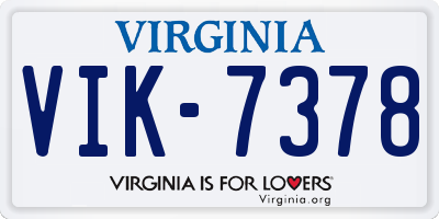 VA license plate VIK7378