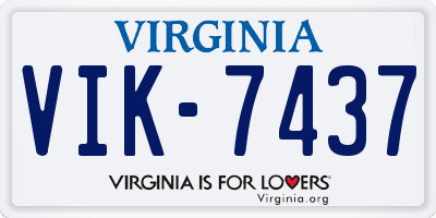 VA license plate VIK7437