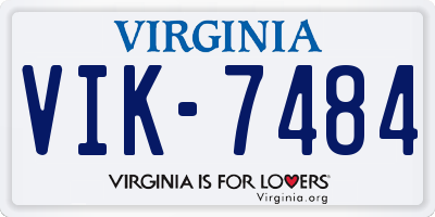 VA license plate VIK7484