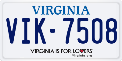 VA license plate VIK7508