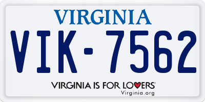VA license plate VIK7562