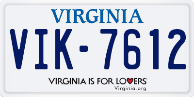 VA license plate VIK7612