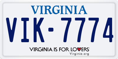 VA license plate VIK7774