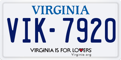 VA license plate VIK7920