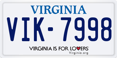 VA license plate VIK7998