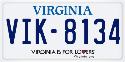 VA license plate VIK8134