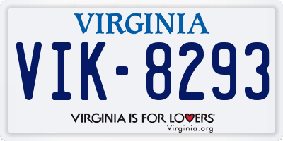 VA license plate VIK8293