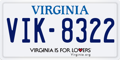 VA license plate VIK8322