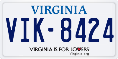 VA license plate VIK8424