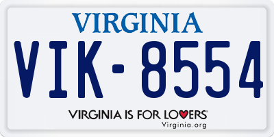 VA license plate VIK8554