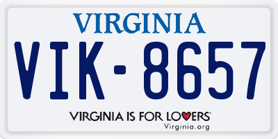 VA license plate VIK8657