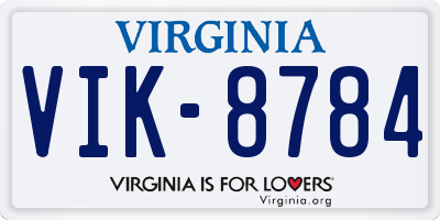 VA license plate VIK8784