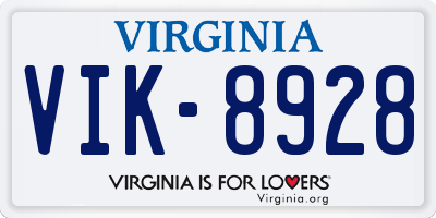 VA license plate VIK8928