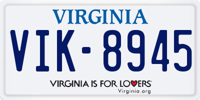 VA license plate VIK8945