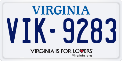 VA license plate VIK9283