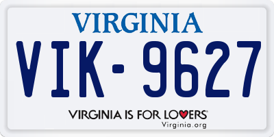 VA license plate VIK9627