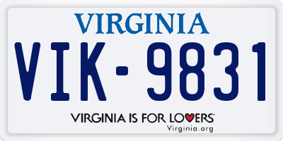 VA license plate VIK9831