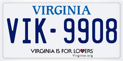VA license plate VIK9908