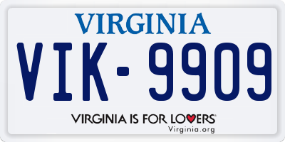 VA license plate VIK9909