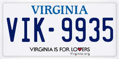 VA license plate VIK9935