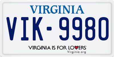 VA license plate VIK9980