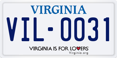 VA license plate VIL0031