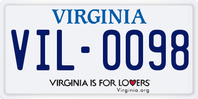 VA license plate VIL0098
