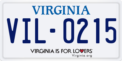 VA license plate VIL0215