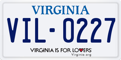 VA license plate VIL0227