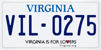 VA license plate VIL0275