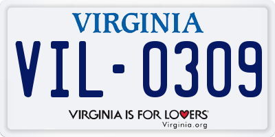 VA license plate VIL0309